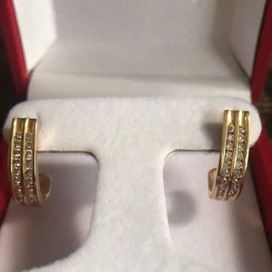 Solid 14K Gold With 36 Diamonds Ladies Huggie Earrings. Exquisitely beautiful!!